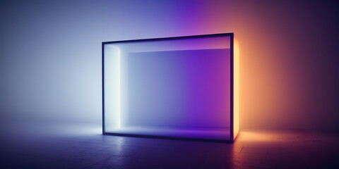 Abstract Rectangular Glass Panel Frame Background - Generative AI