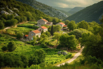 Fototapeta na wymiar Croatia landscape created with Generative AI technology