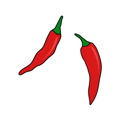 Hot chili peppers, mexican traditional food, doodle style vector