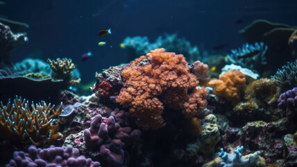 Naklejka na ściany i meble coral reef with fish created with Generative AI technology