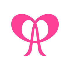 A combination symbol of the letter A and Love 