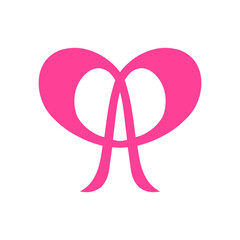 A combination symbol of the letter A and Love 