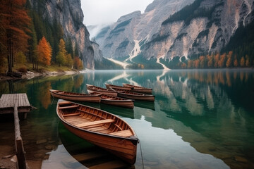 canoe on lake created with Generative AI technology