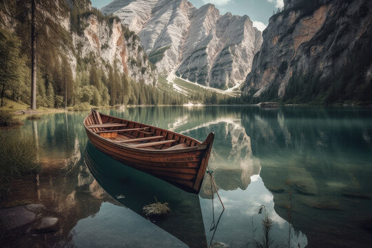 canoe on lake created with Generative AI technology
