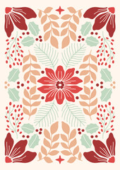 Holiday Poster tile Christmas wall art print xmas bell leaf botanical 70s wall art clipart holly jolly baby card merry tree 