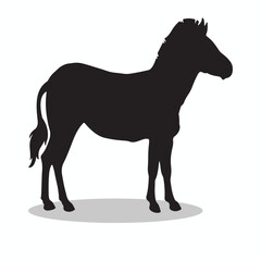 Zebra silhouettes and icons. Black flat color simple elegant Zebra animal vector and illustration.