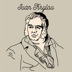 Ivan Krylov was a Russian publicist, fable writer, poet, publisher of satirical and educational magazines. Vector
