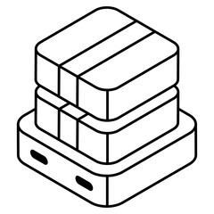 An editable design icon of cartons