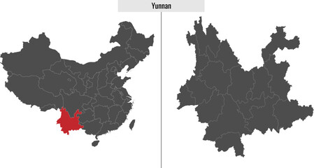 map of Yunnan province of China