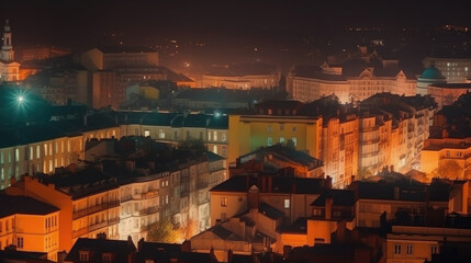 Cityscape at night of a lesser known city