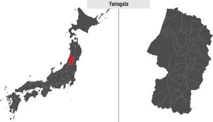 map of Yamagata prefecture of Japan