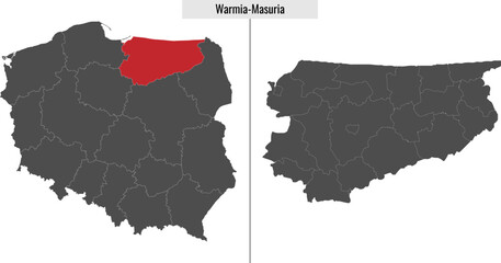 map of Warmia-Masuria voivodship