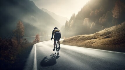 cyclist riding on the road, generative ai