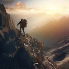 explorer or mountaineer in the mountain, generative ai