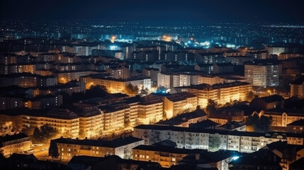 Fototapeta premium Cityscape at night of a lesser known city