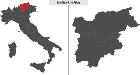map of Trentino-Alto Adige province of Italy