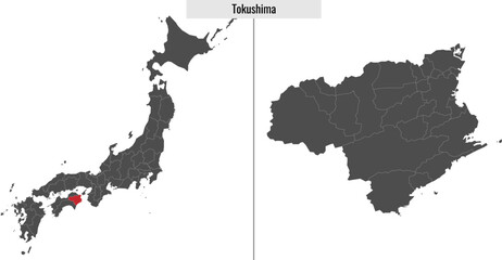 map of Tokushima prefecture of Japan