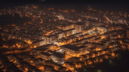 Fototapeta premium Cityscape at night of a lesser known city