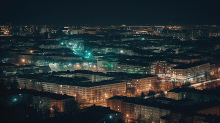 Obraz premium Cityscape at night of a lesser known city