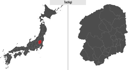 map of Tochigi prefecture of Japan
