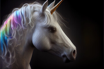 Fototapeta na wymiar Realistic rainbow unicorn. AI generated.