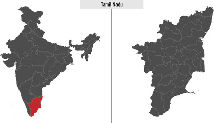 map of Tamil Nadu state of India