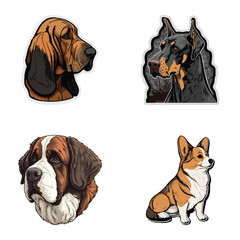 Obraz premium Dog Stickers Flat Icon Set Isolated On White Background