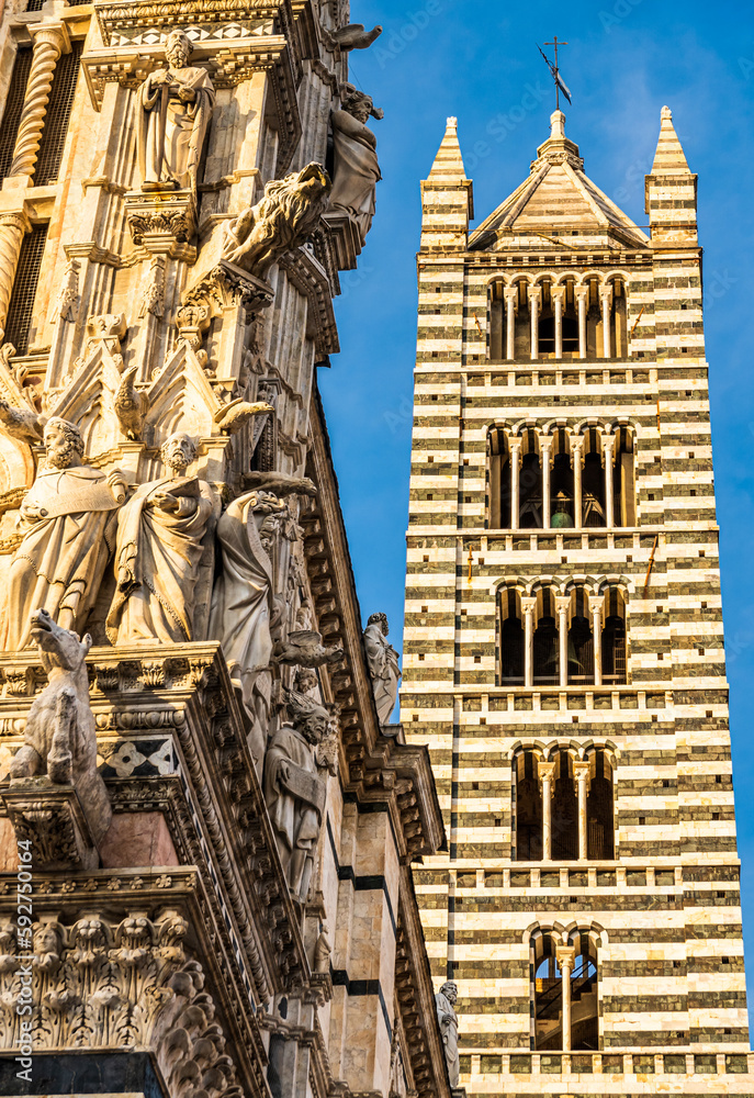 Wall mural historic buildings at the old town of siena in italy