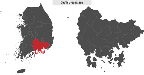 map of South Gyeongsang state of South Korea