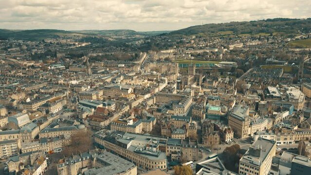 Aerial view of city of Bath in Somerset, England