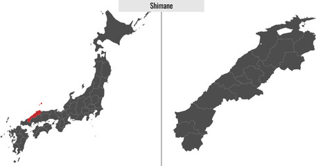 map of Shimane prefecture of Japan