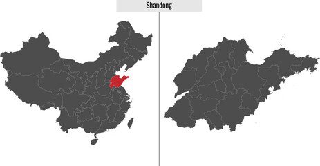 Fototapeta premium map of Shandong province of China