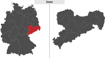 map of Saxony state of Germany