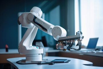 Smart medical technology concept,advanced robotic machine at Hospital. Generative AI