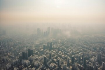Fototapeta na wymiar Sky view, air quality in many cities around the world is dangerously low, causing serious health problems for the people who live there. Generative AI