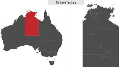 map of Northern Territory state of Australia - obrazy, fototapety, plakaty