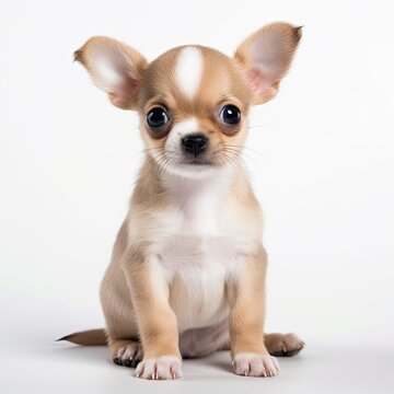 Cute Chihuahua Puppy Isolated on a White Background - Adorable Pet Animal. Generative AI