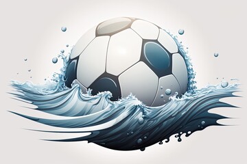 an emblem with a football inside of a water wave. Generative AI