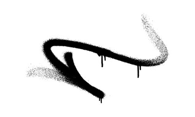 Fototapeta premium Graffiti arrow with overspray in black over white.