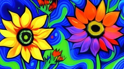 Fototapeta na wymiar Abstract sunflowers