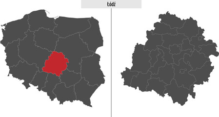 map of Lodz voivodship province of Poland - obrazy, fototapety, plakaty