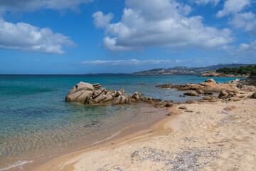Fototapeta na wymiar Beautiful beach in Cannigione Costa Smeralda Sardinia 