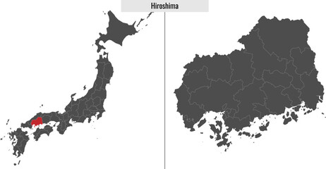map of Hiroshima prefecture of Japan