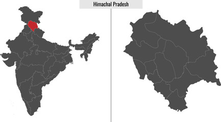 map of Himachal Pradesh state of India