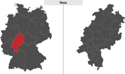 map of Hesse state of Germany - obrazy, fototapety, plakaty