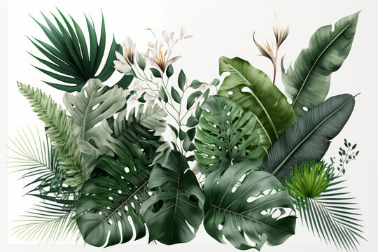 fondo hojas de monstera para invitación boda, plantas tropicales decoración, cuadro decoración naturaleza, hecho con IA