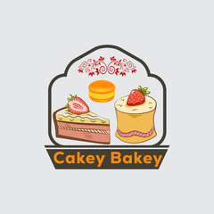 cakey bakey logo, vintage and business logo design.