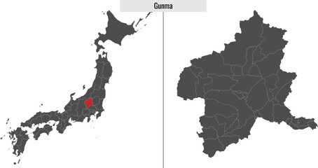 map of Gunma prefecture of Japan
