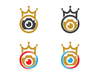 Crown Camera Logo Concept icon sign symbol Element Design. Photography, Photographer Logotype. Vector illustration template