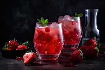 Aromatic Romance: Enjoy an Icy Strawberry Drink on Valentine's Day: Generative AI